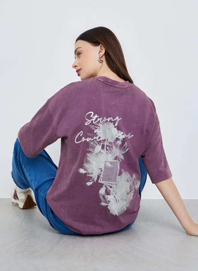ستايلي Women Washed Oversized 100% Cotton T-Shirt